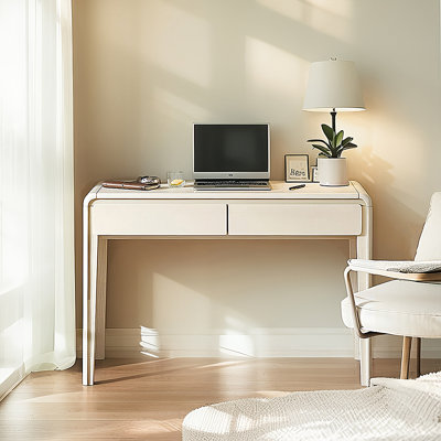 43,31 po, bureau et coiffeuse blancs de style crème moderne et luxueux