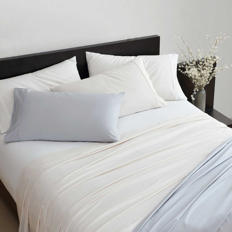 Ensemble de draps en coton égyptien Vera Wang, Bleu, Ensemble de draps pour très grand lit avec 3 piè