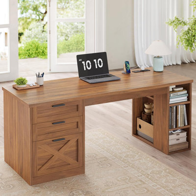 Computer Desk with Built-In Electrical Outlet