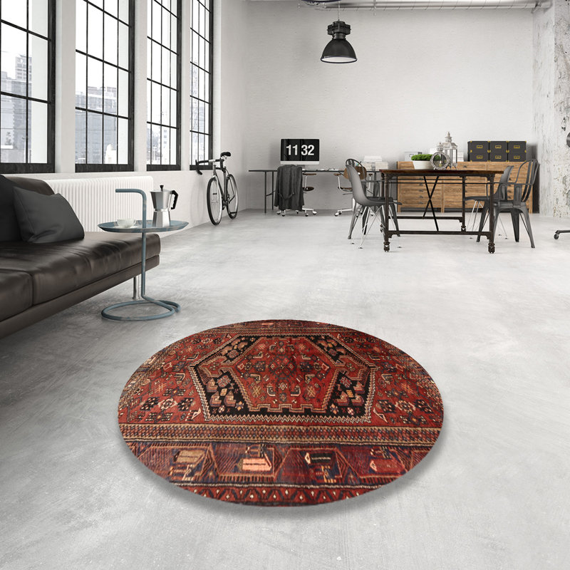 Tapis traditionnel rouge / noir igbunu, Rond 3 pi