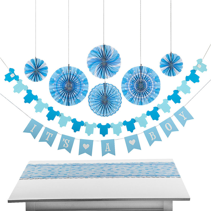 Ensemble de décoration de fête de naissance pour enfant - 9 pièces Fun Blue, Bleu