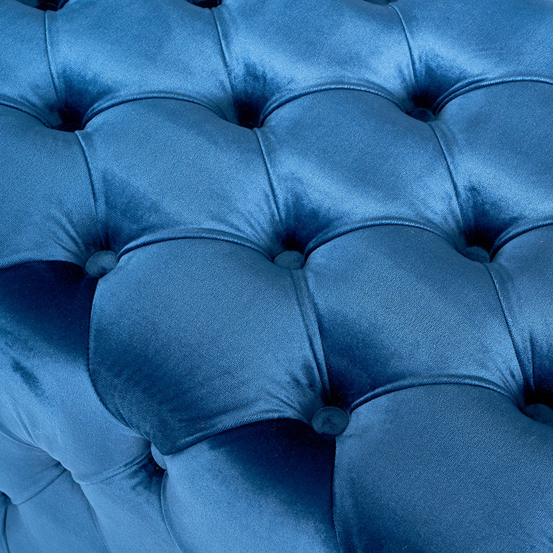 Kremer 80cm Wide Velvet Tufted Rectangle Solid Colour Cocktail Ottoman, Blue