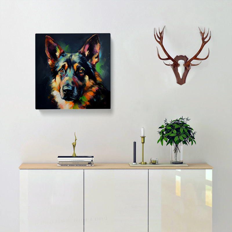 German Shepherd Expressionism - Wrapped Canvas, 35cm H x 35cm W x 3cm D