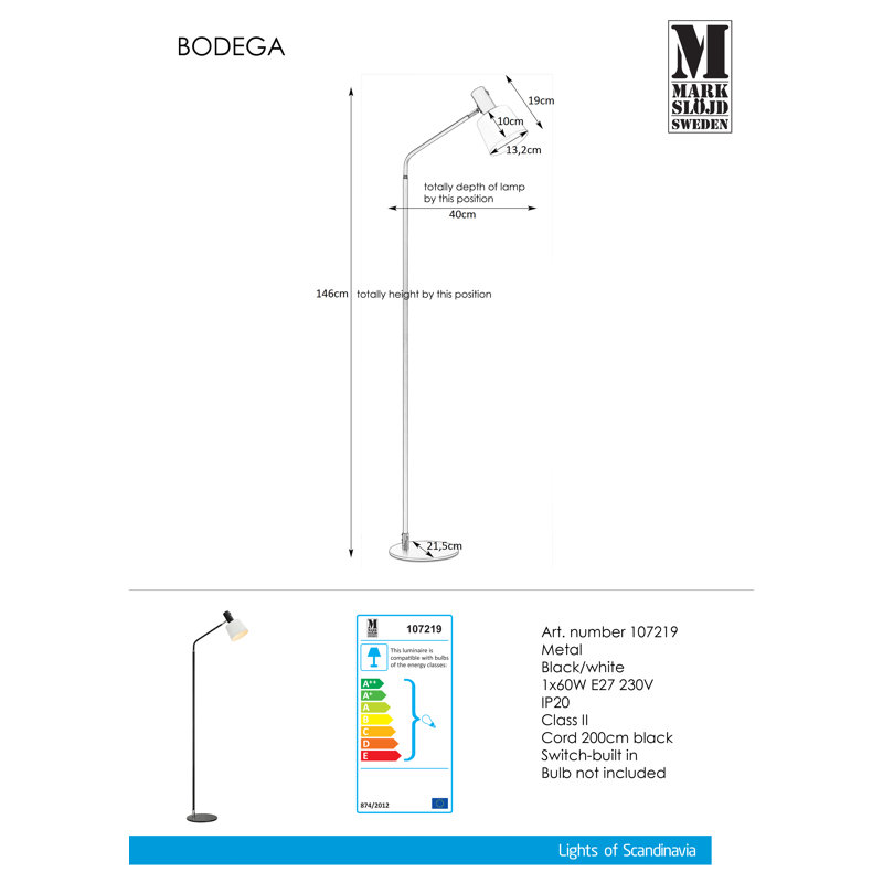Duckworth 144.5cm Task Floor Lamp