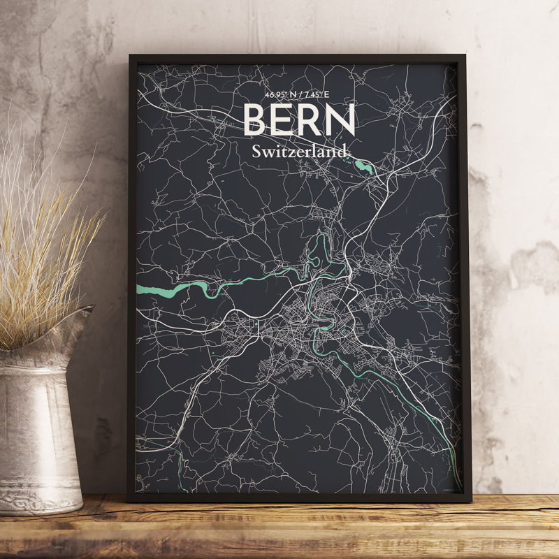 Bern City Map - No Frame Print, 60.2 cm H x 27.9 cm W x 0.1 cm D