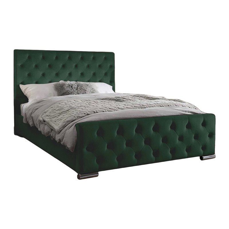 Carlos Upholstered Bed Frame, Small Double (4'), Emerald