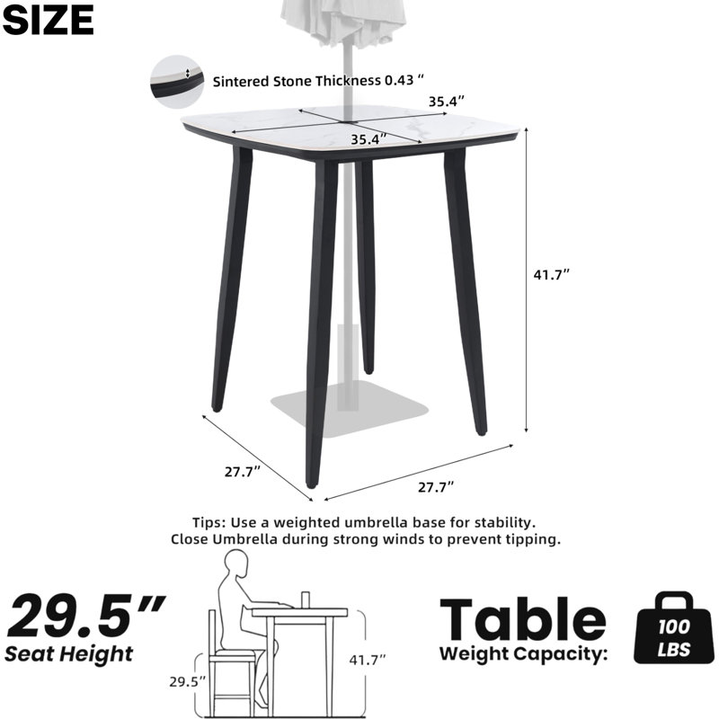 Table de bar haut de gamme haut de gamme d'inspiration marbre blanc grecque d'inspiration marbre 35,4 po W