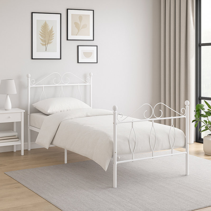 Dandy Metal Single Bed Frame, White