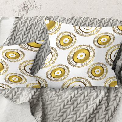 Coussin circulaire imprimé motif doré Mid-Century