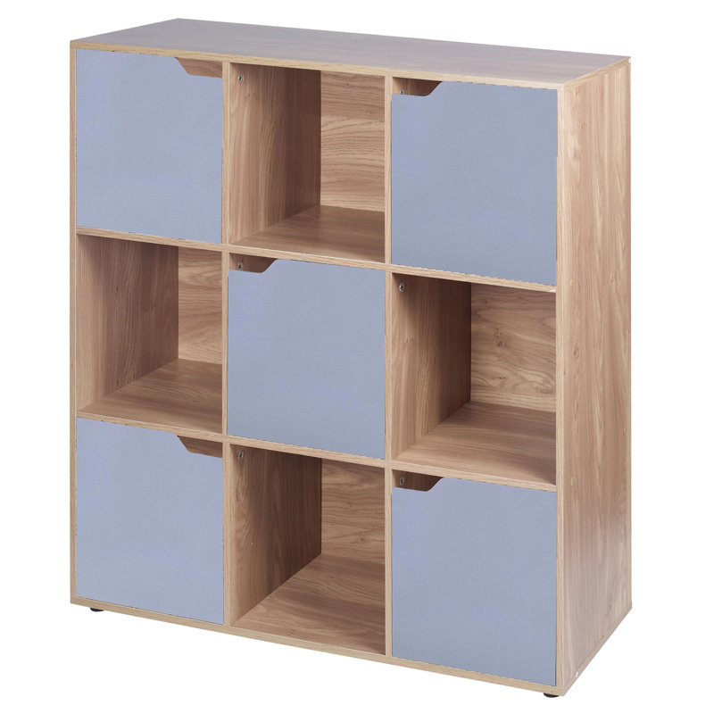 Franqui 90.5cm H x 89cm W Cube Bookcase, Oak/Grey