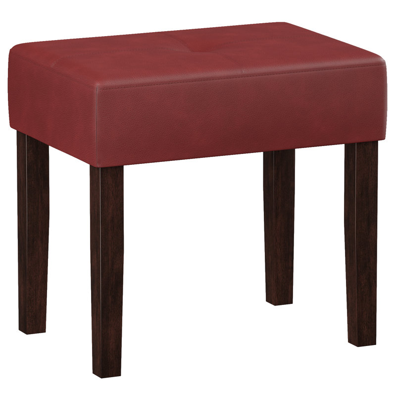 Norena PU Leather Ottoman Stool, Entryway Footstools, Ottoman Chairs for Bedroom,Living Room, Red Leather Match