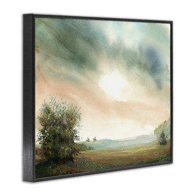 Lever de soleil sur champ pastoral, estampe numérique, design par Ashley Davis