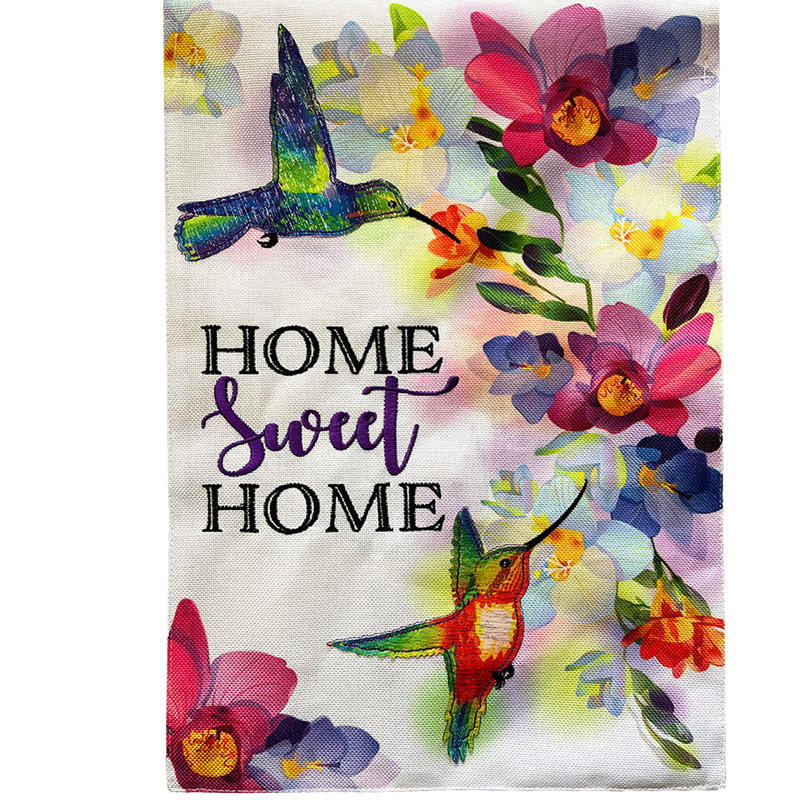Drapeau de jardin Home Sweet Home Hummingbirds