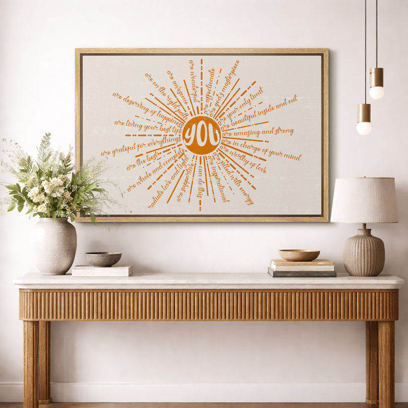 «Radiant Affirmations Uplifting Inspirational Quotes Abstract Contemporary Relax / Calm», reproduction sur toile