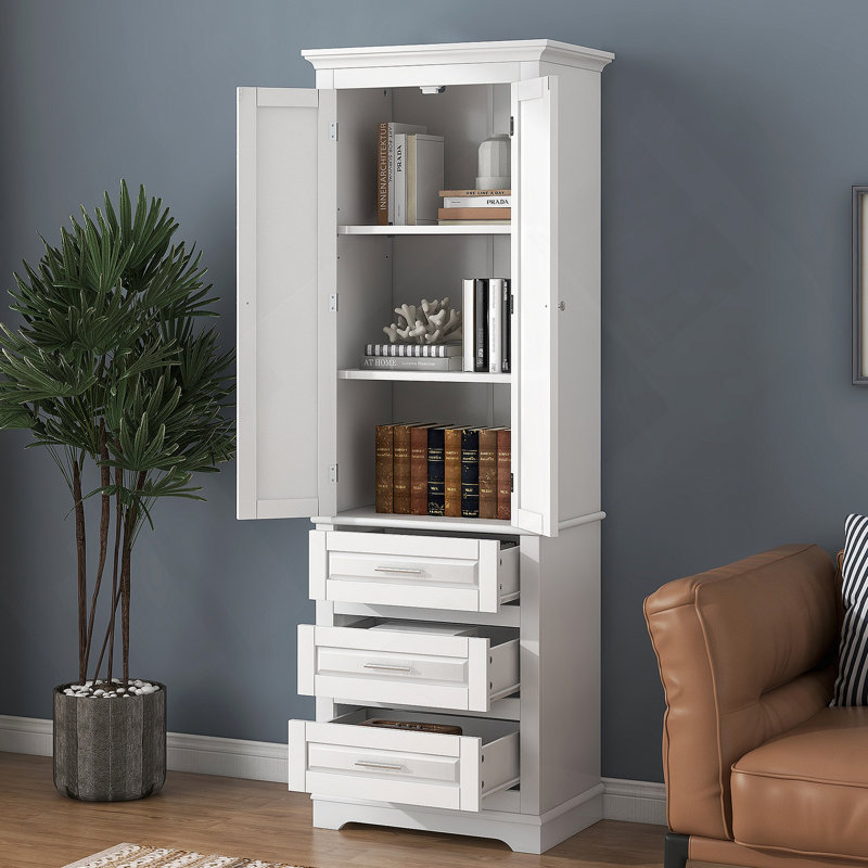Grande armoire de rangement polyvalente avec trois tiroirs pour la salle de bain, le bureau ou la cuisine, idéale pour organiser et maximiser l'espace