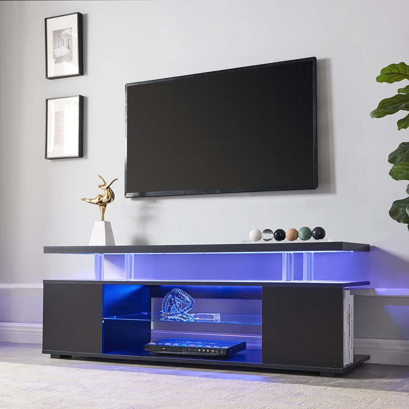 Birkbeck Unfinished TV Stand, Black, 21" H x 51" W x 16" D, Engineered Wood