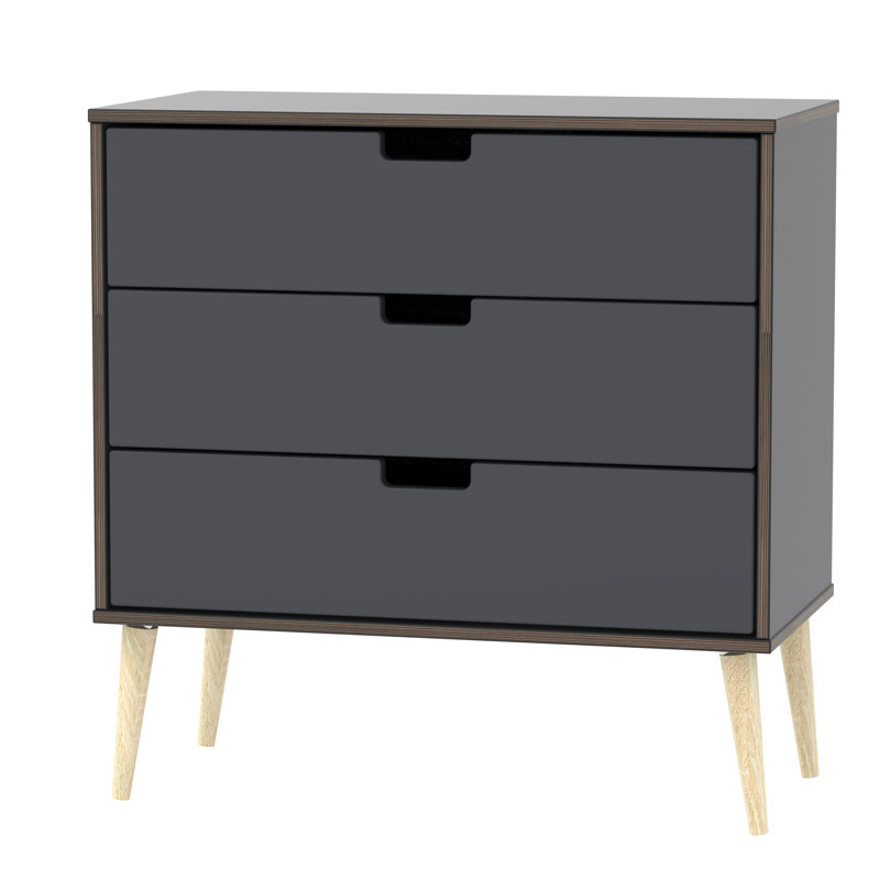 Fully Assembled Fairbury 3 Drawer Chest, Graphite/Oak