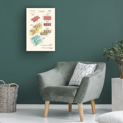 " Wrapped Canvas Wall Art - Florent Bodart 'Lego Colours' Wall Art For Living Room, Bedroom, Or Office Décor - 22x32 " by Florent Bodart