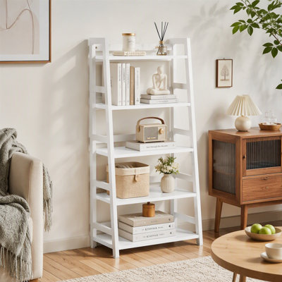 5-Tier Bookshelf, Ladder Bookcase Etagere Storage Shelf