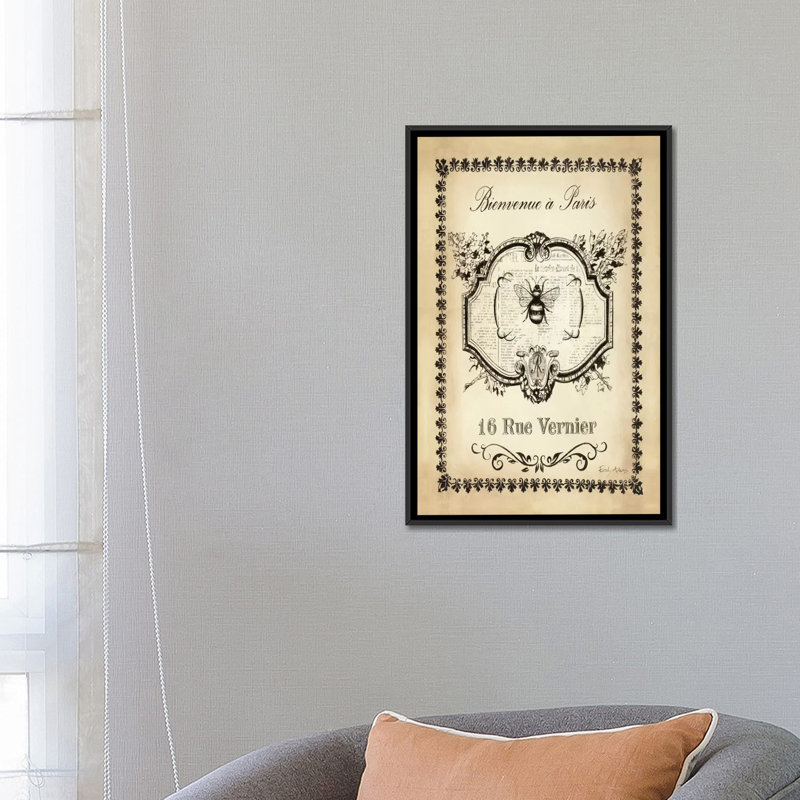 Reproduction d’art sur toile tendue « Paris Bees », H 26 po x l 18 po x P 1,5 po, Toile avec cadre noir, Pas de tapis
