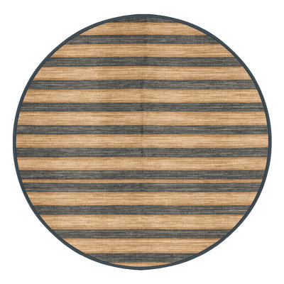 Machine Washable Horizontal Stripes Black Area Rug