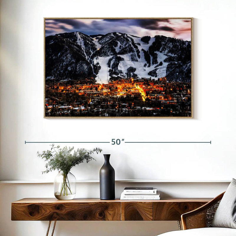 Aspen la nuit, Cadre flottant en bois naturel, 40 po x 27 po