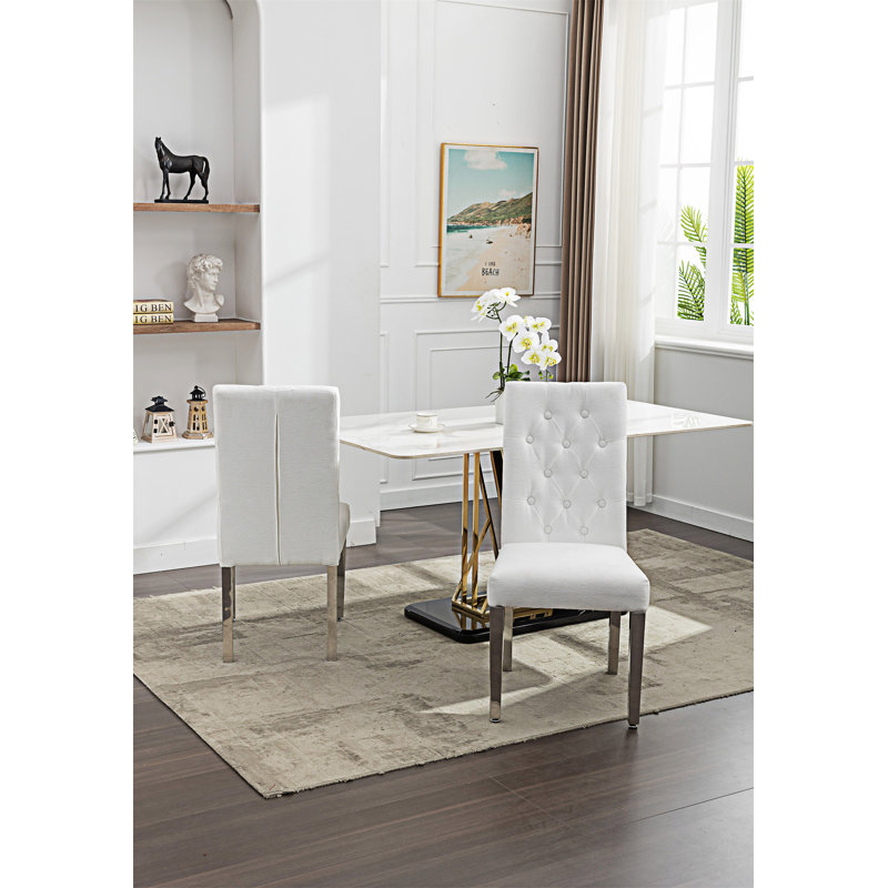 Chaise d'appoint rembourrée (ensemble de 2), Beige