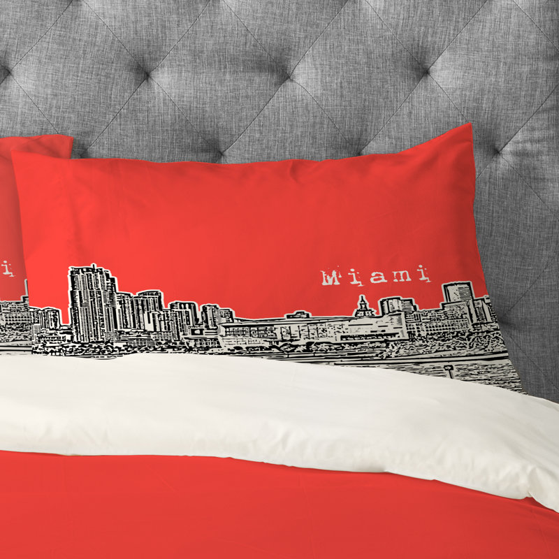 Taie d’oreiller miami Bird Ave, Bleu sarcelle, Standard