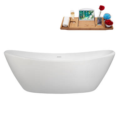 Bloomfield 56 in Acrylic Freestanding Double Ended Soaking Bathtub with Drain and Overflow Included in White Bloomfield 56 in Acrylic Freestanding Double Ended Soaking Bathtub with Drain and Overflow Included in White