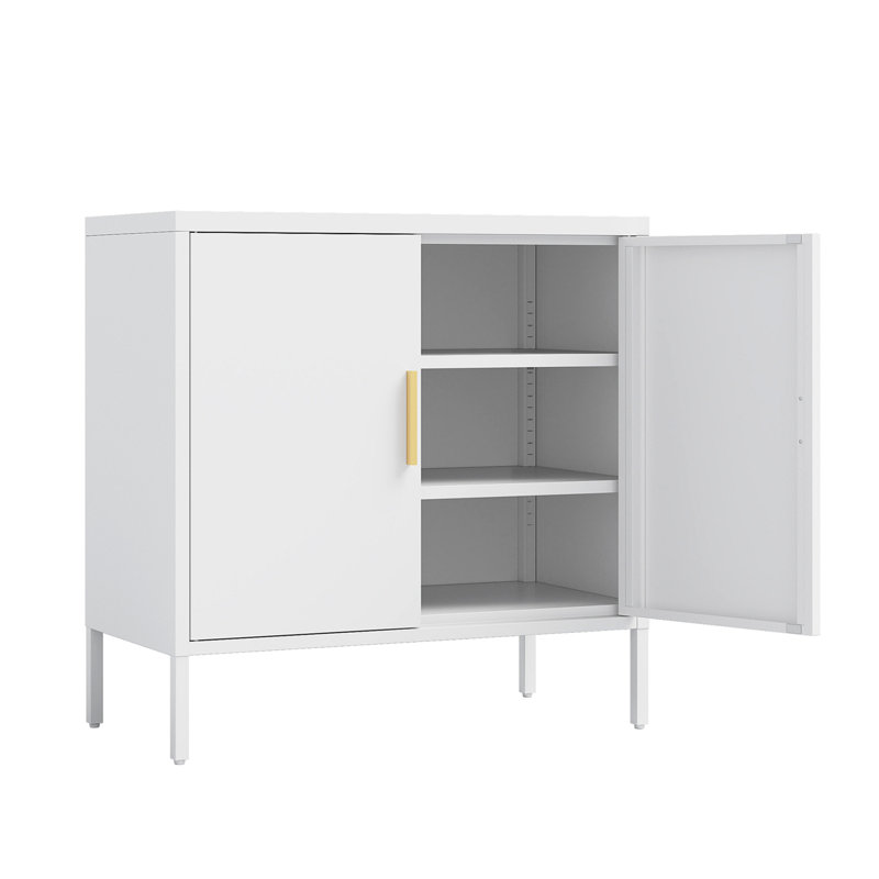 Armoire de rangement en métal avec 2 portes et 2 tablettes réglables, armoire de rangement en acier pour le garage, classeur en métal