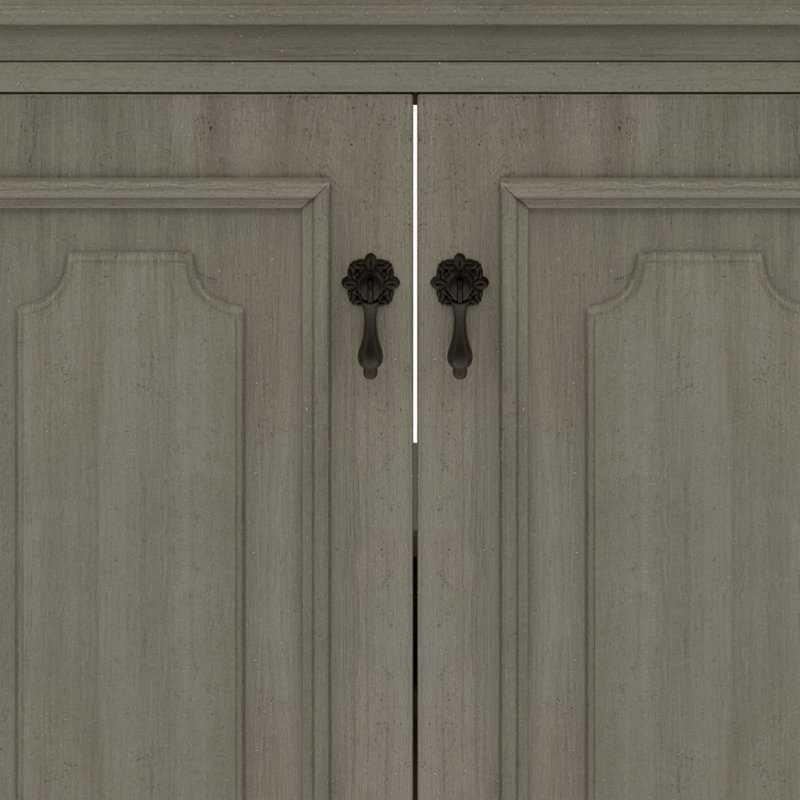 Meuble-lavabo vintage avec lavabo, armoire de salle de bain rustique avec portes à fermeture en douceur et tablette réglable, conception à profil incurvé, pieds en bois d'hévéa