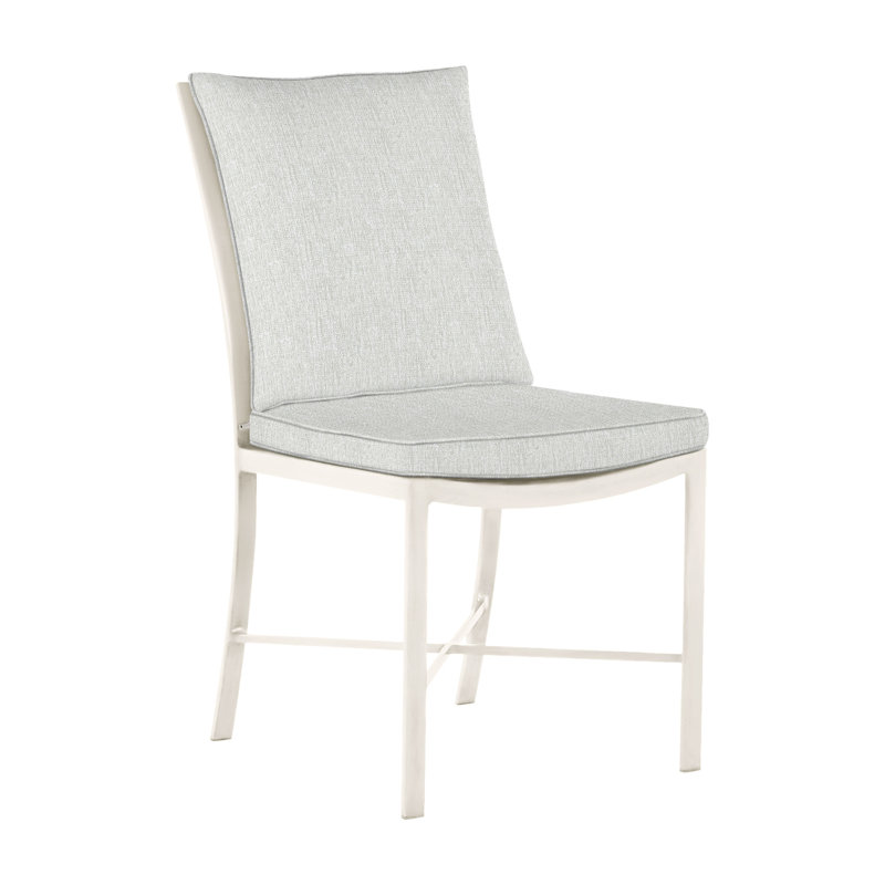 Monaco Patio Dining Side Chair with Cushions, Slate Gray, Bali Pearl, Welt