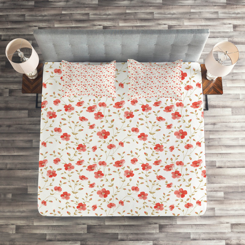 Farmhouse / Country Polyester Floral Coverlet