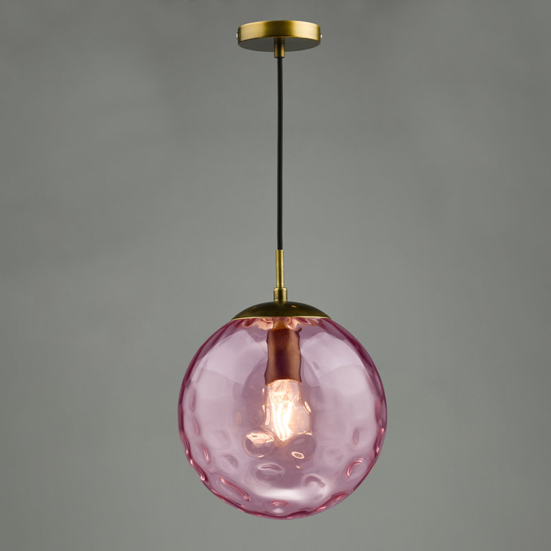 1 - Light Pendant, 170cm H x 25cm W x 25cm D, Bronze/Pink