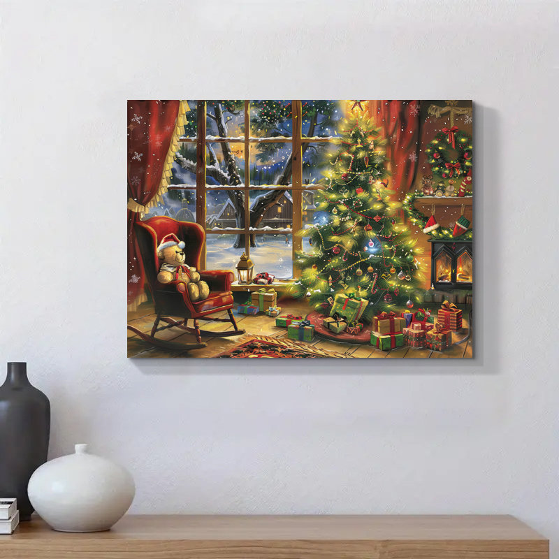 Arbre de Noël, art mural sur toile, H 12 po x l 18 po