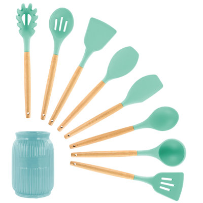 Ensemble d'ustensiles de cuisine en bois et en silicone 9 pièces Mega Chef