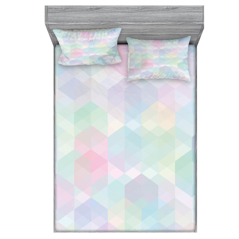 Microfiber Geometric Sheet Set, Full Sheet Set with Fitted Sheet