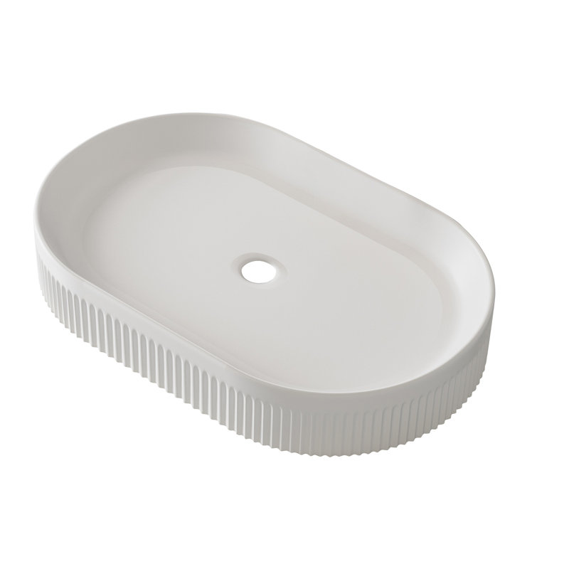 Modern Oval Ceramic Washbasin With Fashionable Pure White Artistic Sink, Unique Vertical Stripe Design, Suitable For Bathroom/toilet Countertops, High-quality Glazed Ceramic Basin