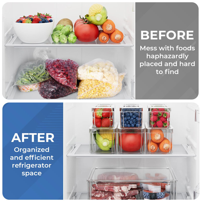 10 Pack Refrigerator Organizer Bins Stackable With Lids, Clear Fridge Organizers And Storage, Kitchen Organizer Storage Containers