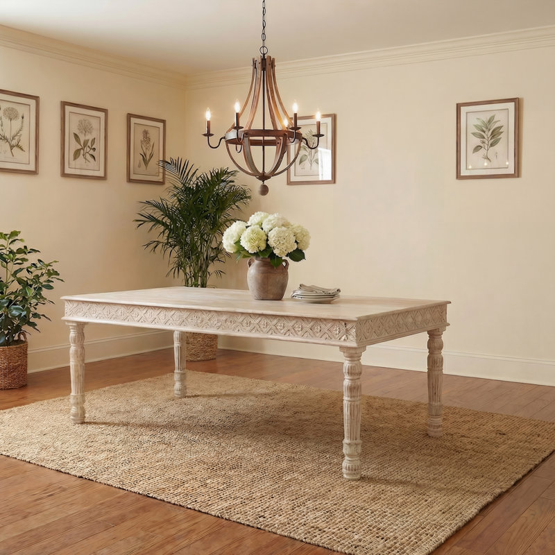 Aarohi Solid Wood Dining Table, 40" W x 84" L, White