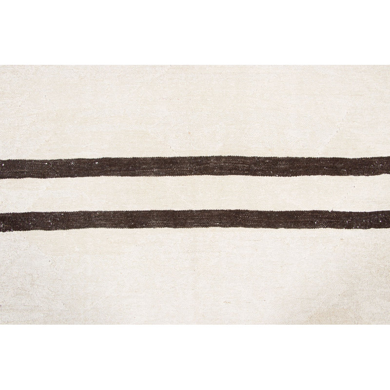 Vintage Turkish Kilim Hemp Rug with Brown Stripes by Rug & Kilim, 1950-1959, Black