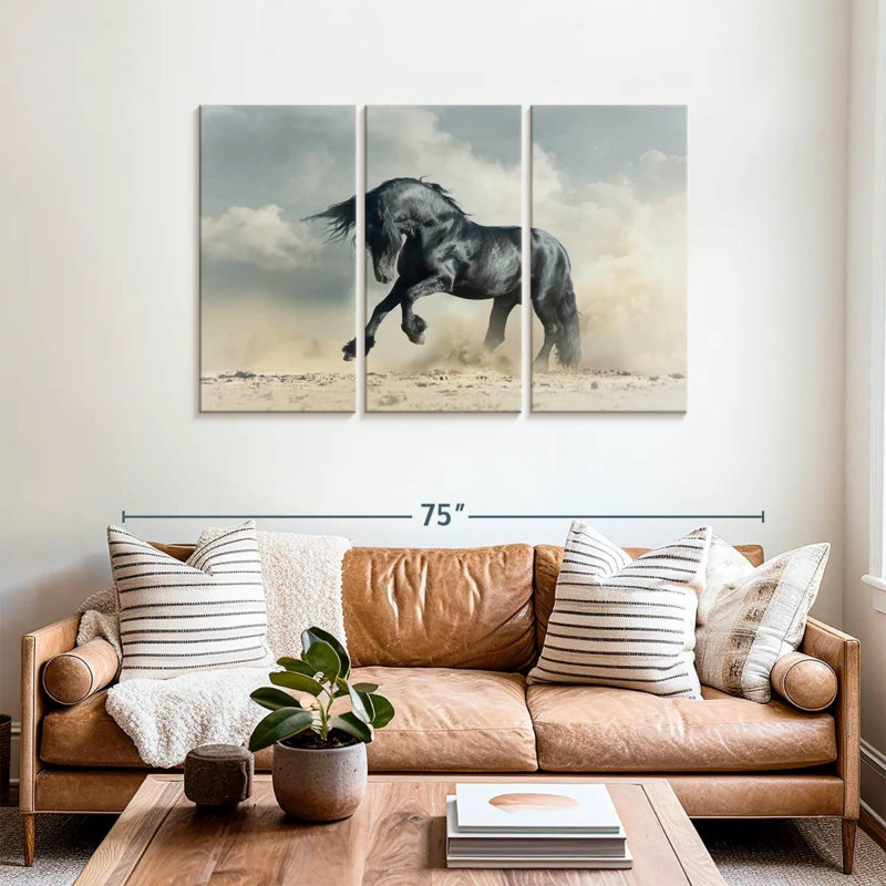 Brampt Powerful Black Stallion, 36" H x 57" W