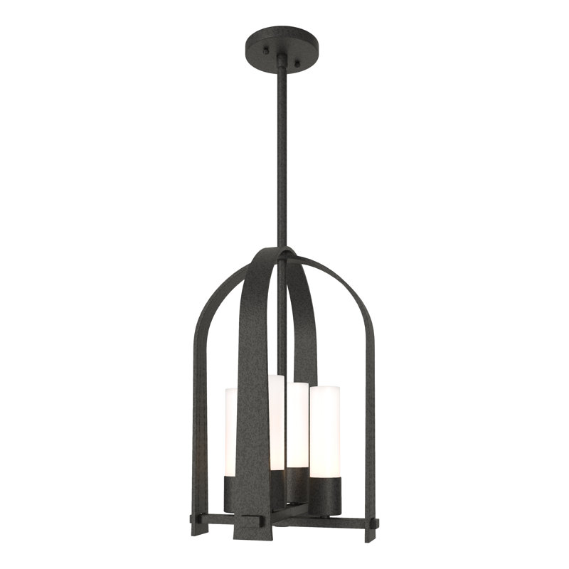 Triomphe 4 - Light Outdoor Hanging Lantern, Opal, Coastal Natural Iron
