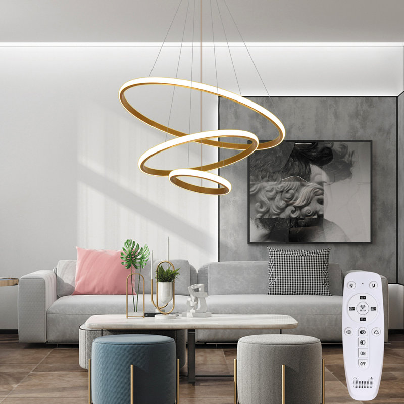 Damalis Dimmable 3 - Light Chandelier, Gold