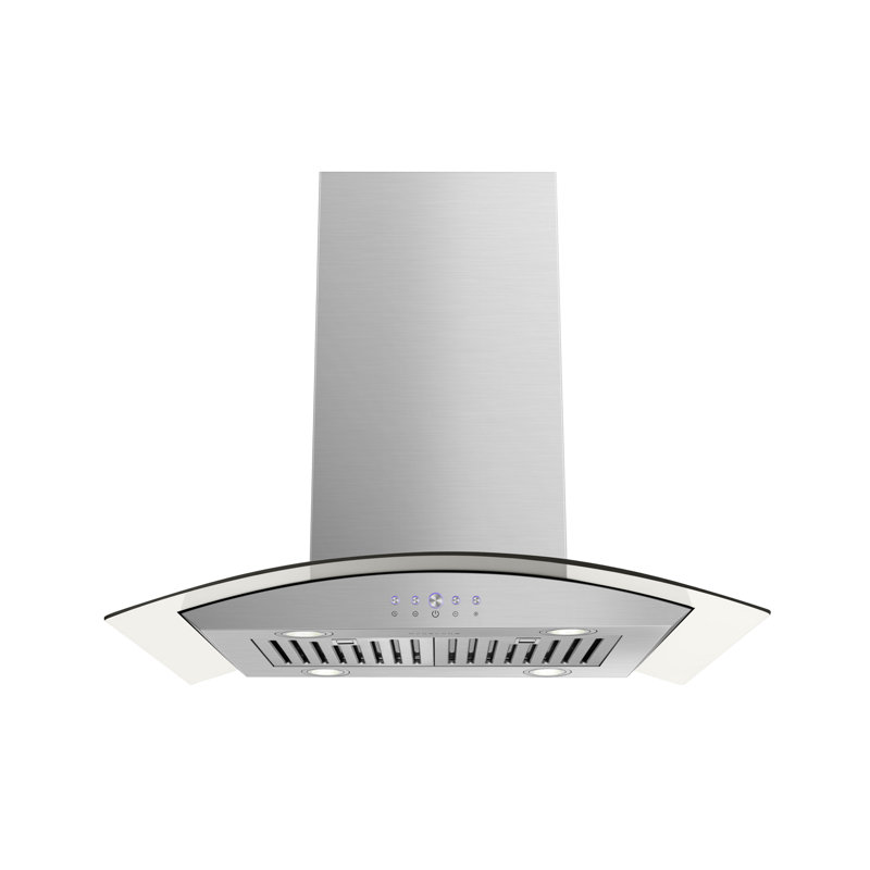 Hotte pour îlot de cuisine convertible 30 pouces 600 CFM en acier inoxydable