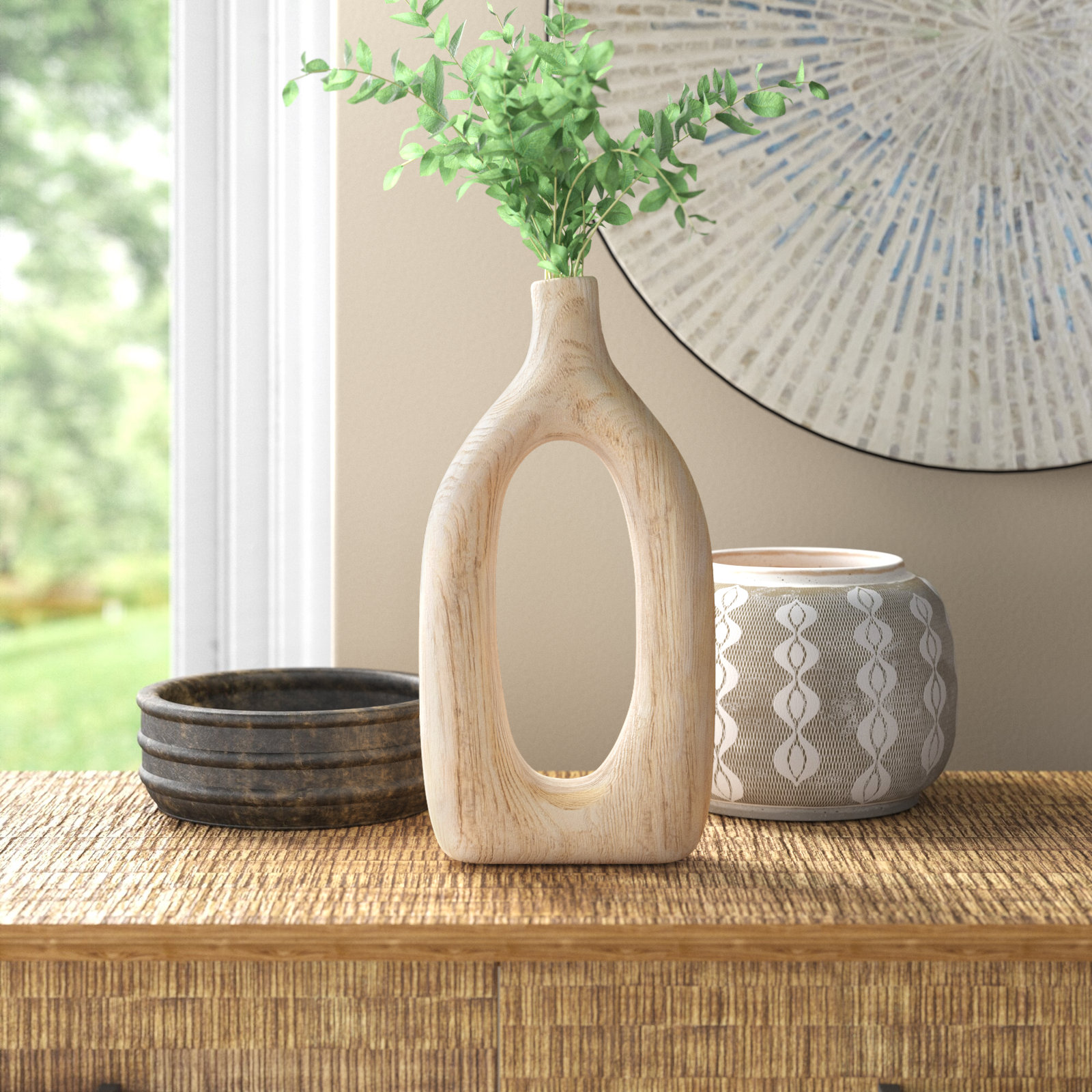 Rustic Wood Decorative Vase, Brown