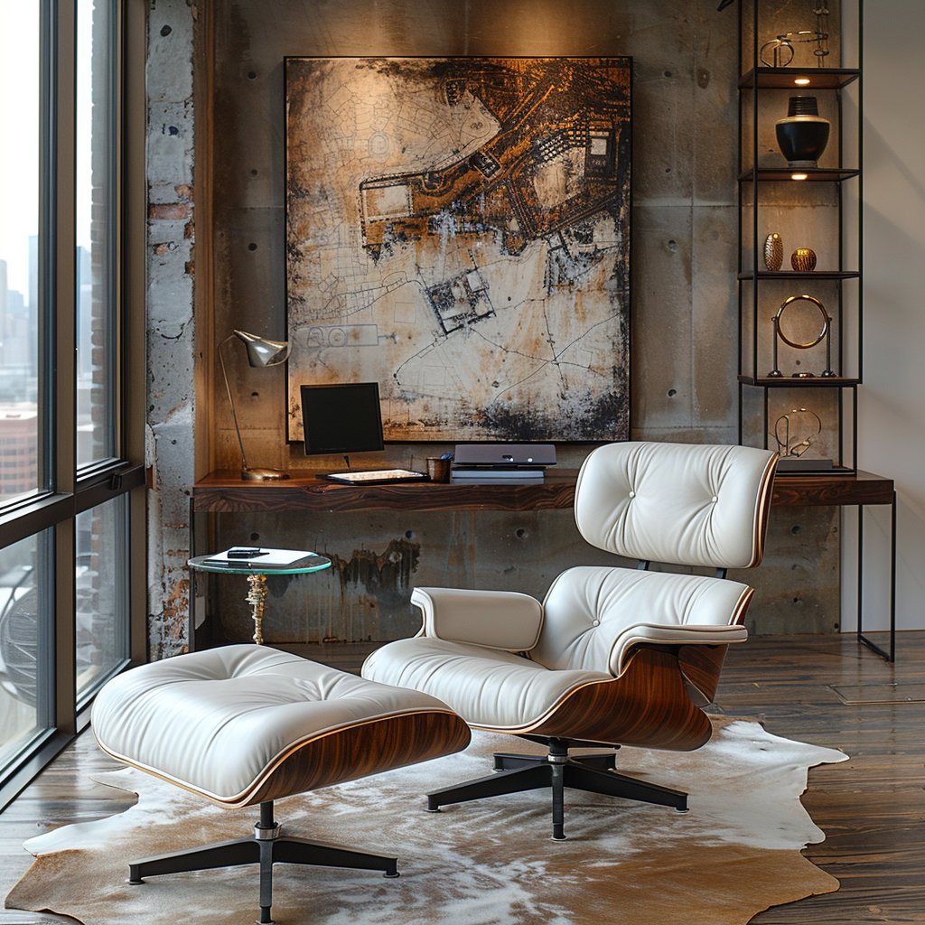 Hokku Designs Hayeslee Genuine Leather Chaise Lounge Chair with Ottoman