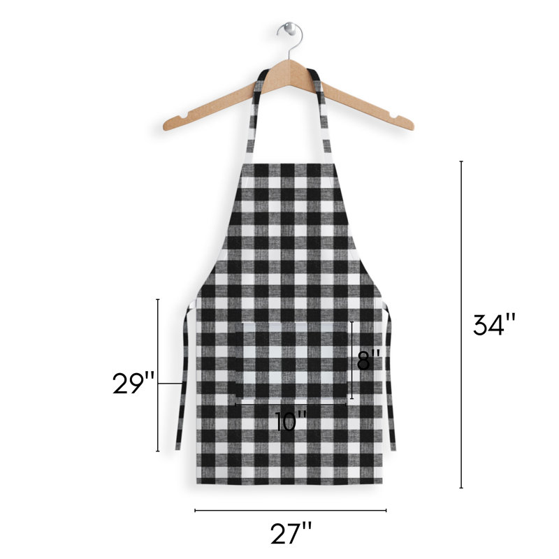 Black and White Cotton Checkered Bib Apron