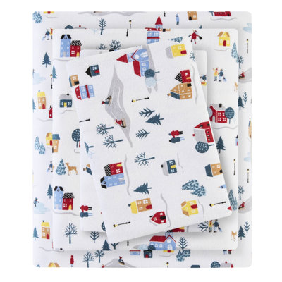 Ensemble de draps 3 pièces avec imprimé blanc Village