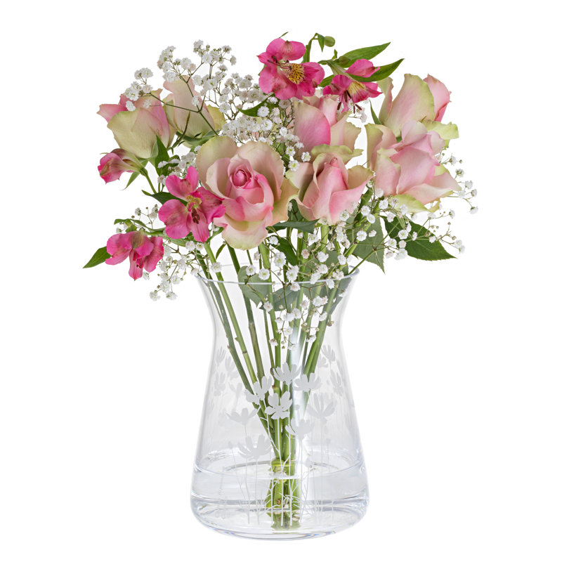 Dartington Crystal Bloom Floral decorated 21cm Indoor / Outdoor Table Vase